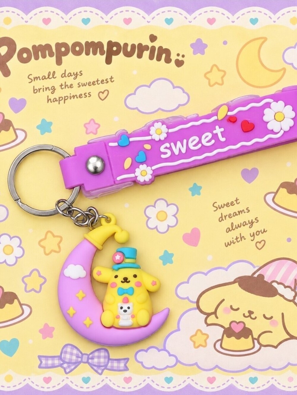 Hello Kitty Pompompurin Sweet Dreams Zzzz Keychain Wristlet